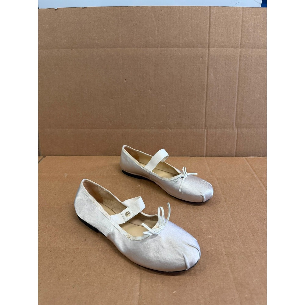 Anine Bing Jolie Satin Mary Jane Ballet Flats Silver Womens Size 37 EU